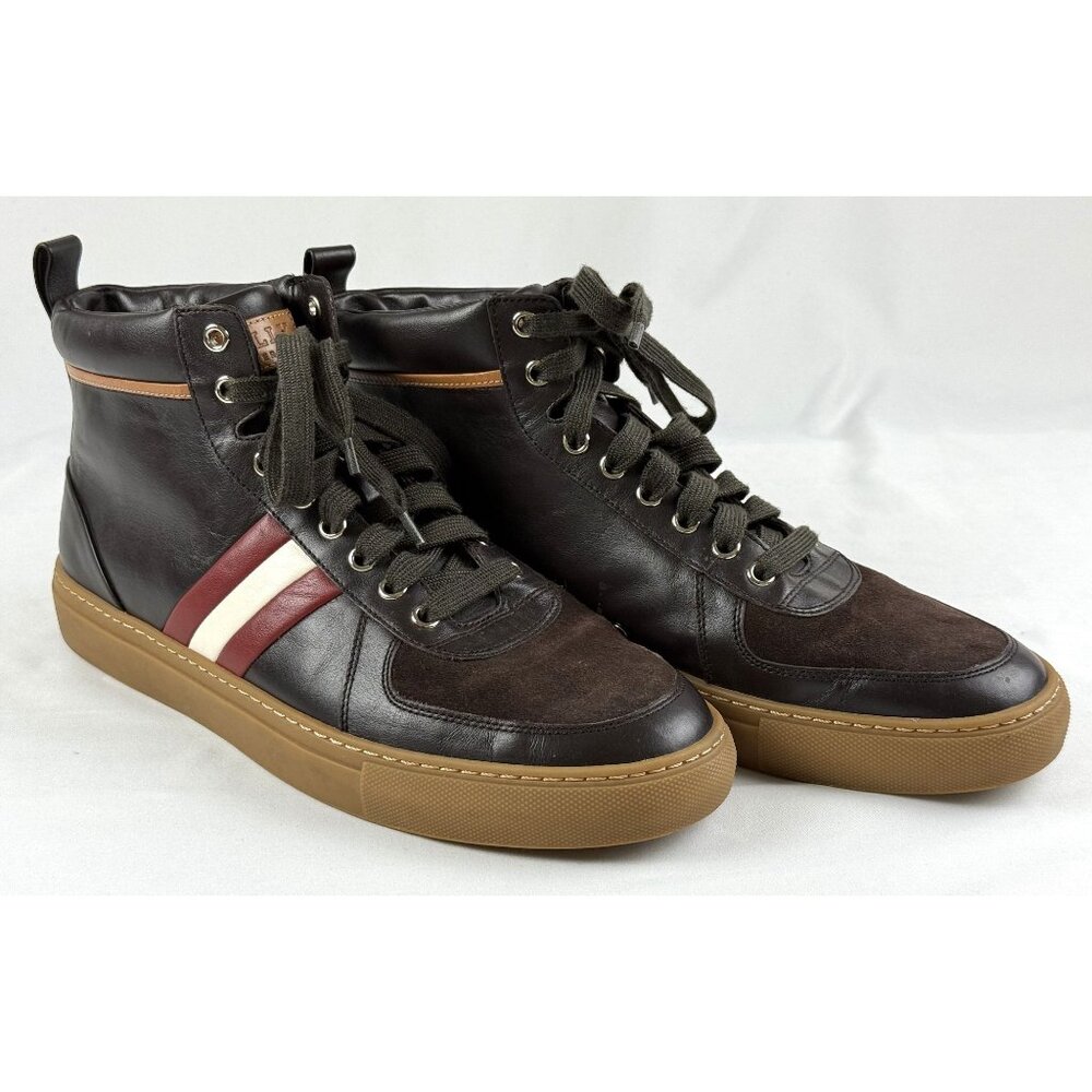Bally Hervey Distresed Leather High Top Casual Sneakers Men's Size 10 D Brown